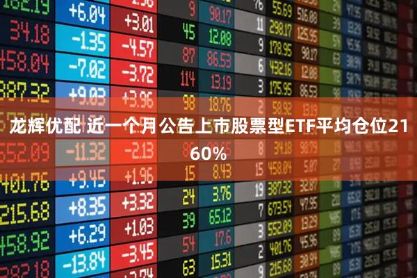 龙辉优配 近一个月公告上市股票型ETF平均仓位2160%